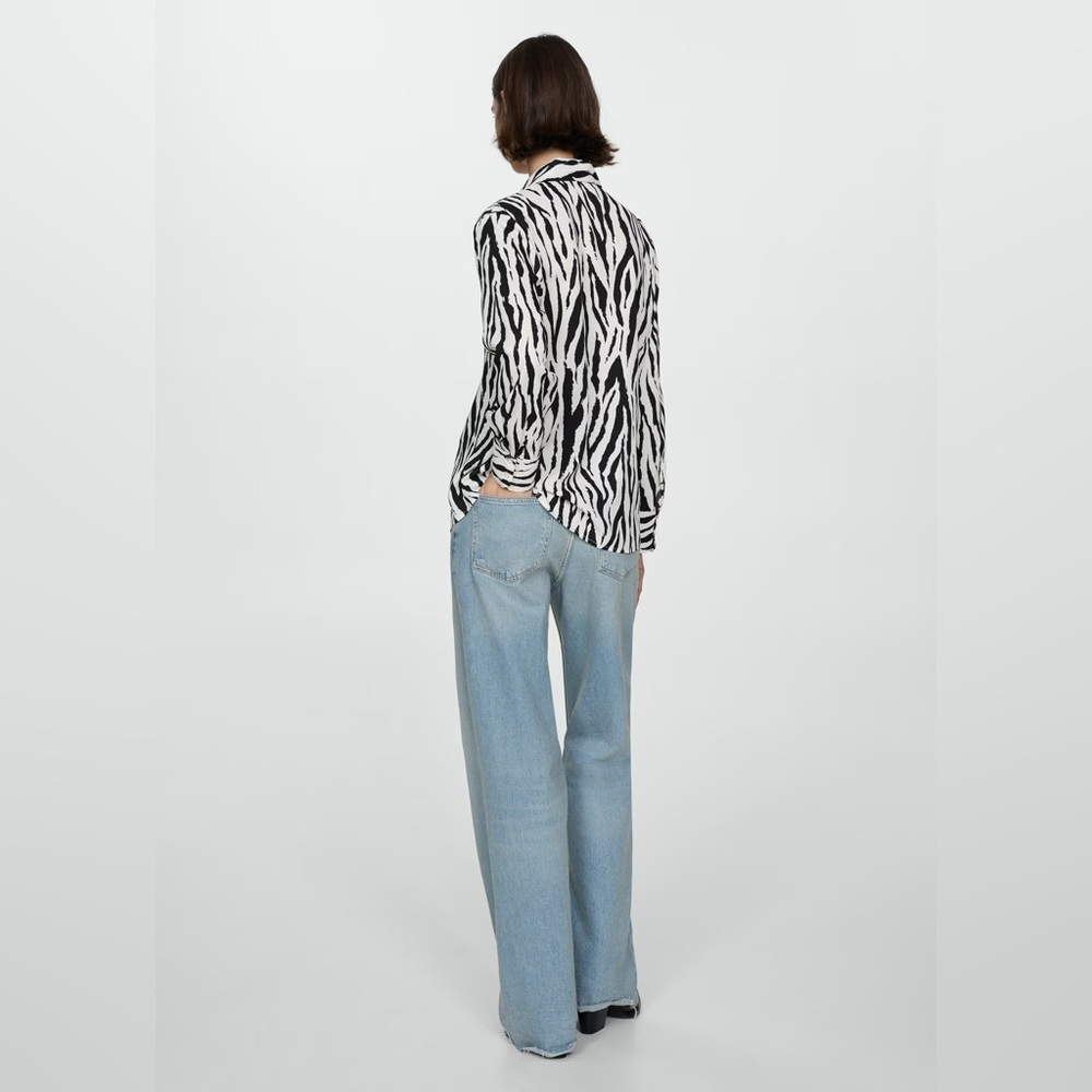 Mango Black and White Zebra printed flowy shirt NWT - Picture 4 of 4